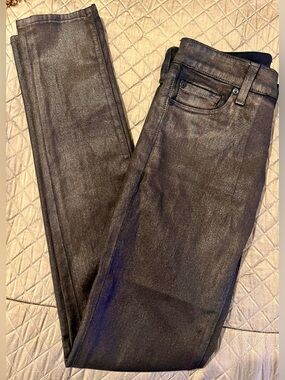 Women’s David Kahn shimmer coated Metallic Black pencil leg Jeans